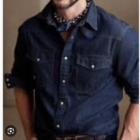HOST PICK! NWT BANANA REPUBLIC - MEN- CORBEL DENIM WESTERN SHIRT - XXL. - Picture 3 of 12